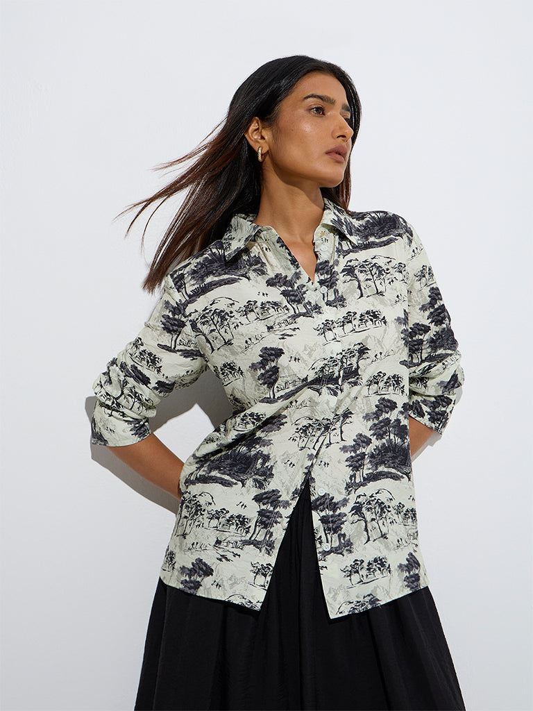 Wardrobe Black Nature-Inspired Shirt