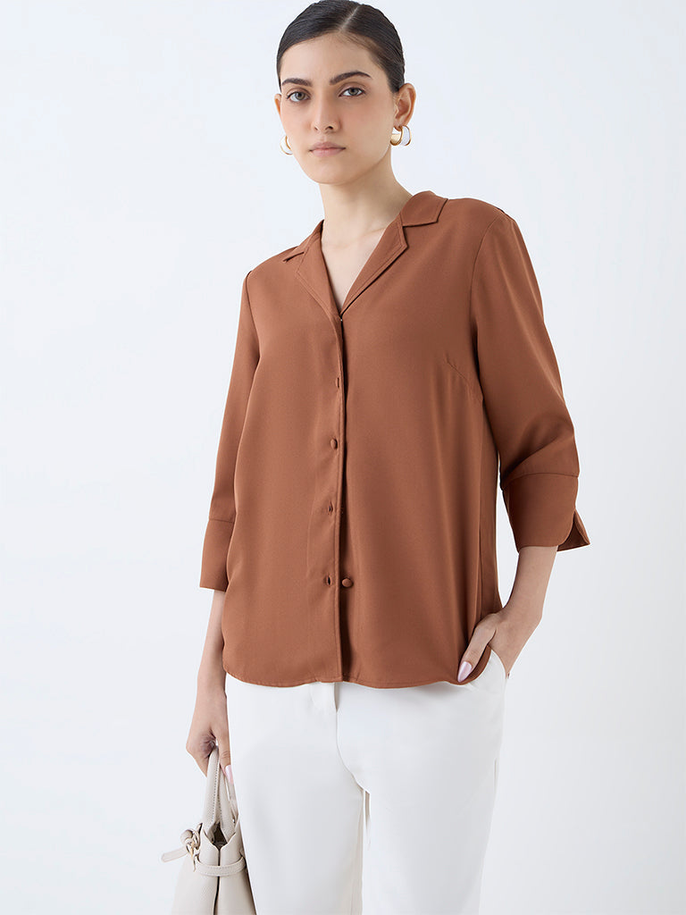 Wardrobe Tan Solid Shirt