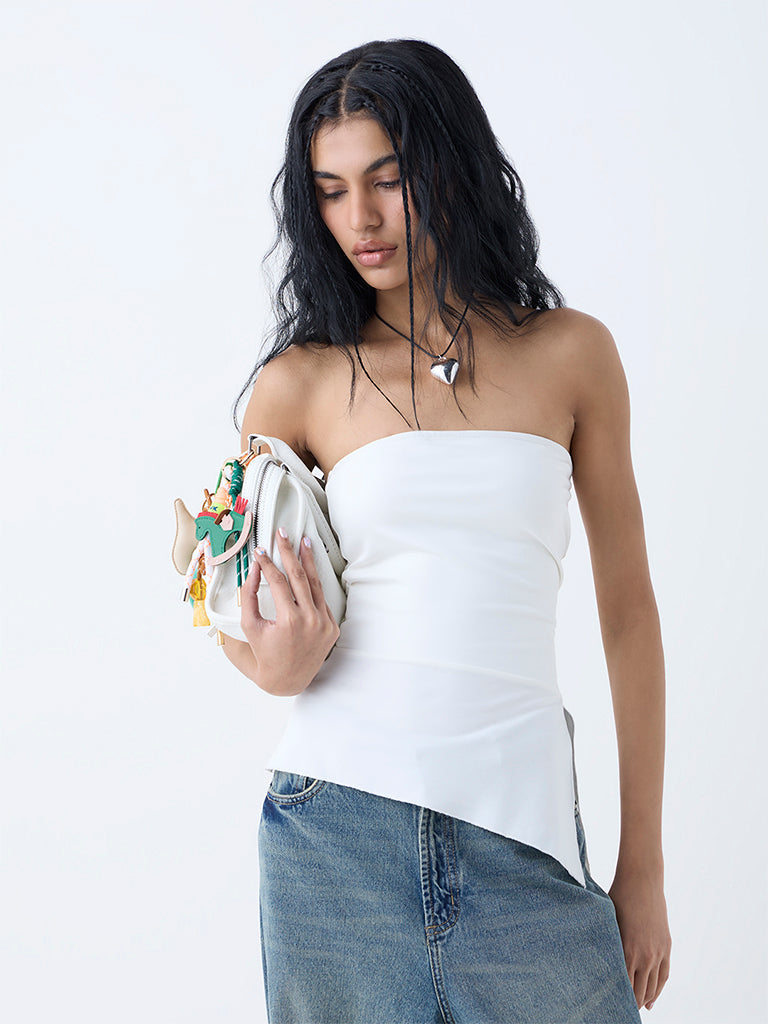 Nuon White Solid Tube Top