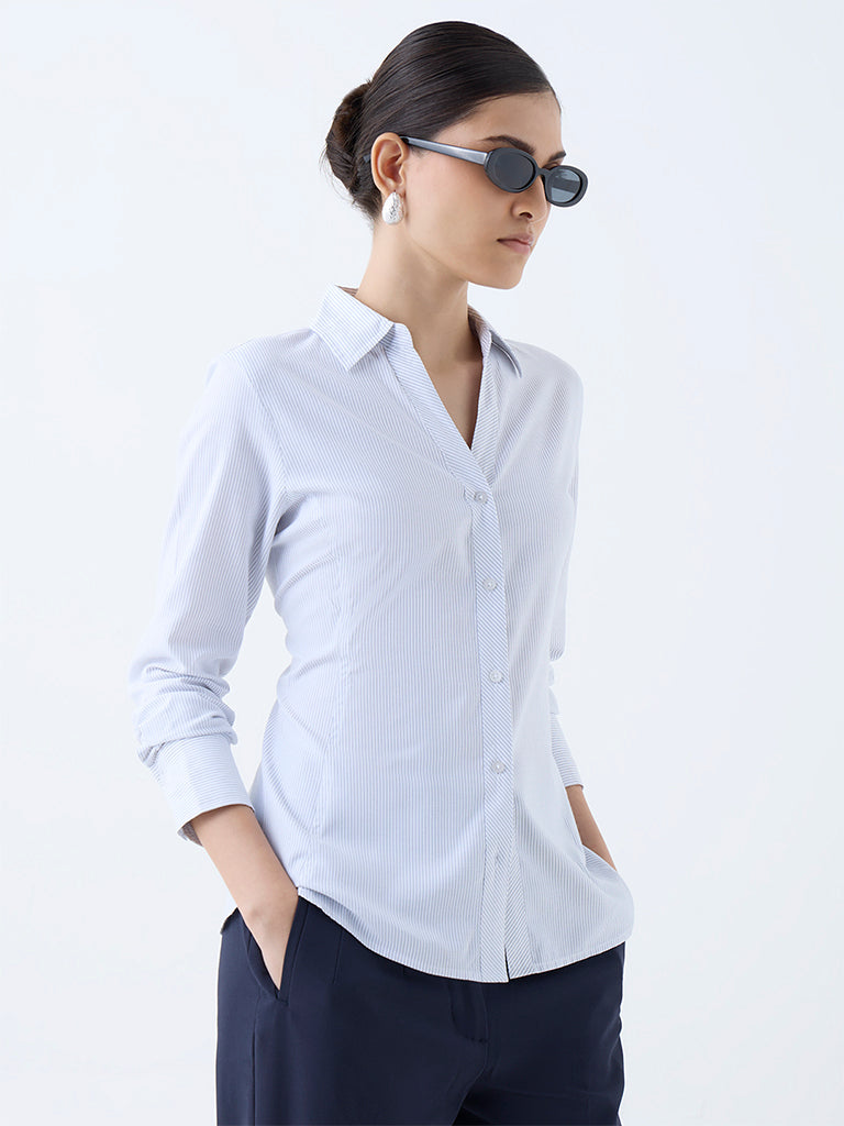 Wardrobe White Pinstriped Shirt